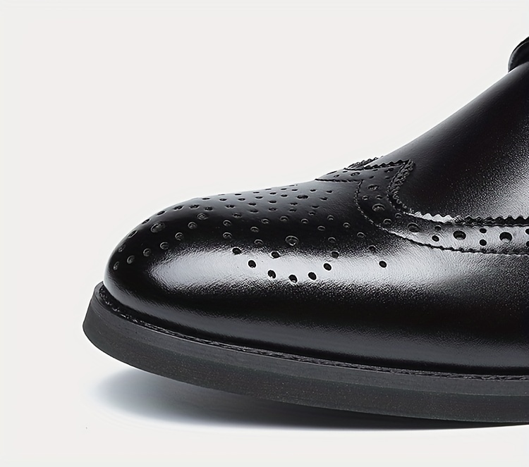 JIT2025 Men'S Versatile Dress Shoes - Black Brogue Oxford with Lace-Up Closure, Rubber Sole, and Faux Insole for Business, Weddings, and Formal Events, Formal Footwear | Elegant Footwear | Durable Footwear