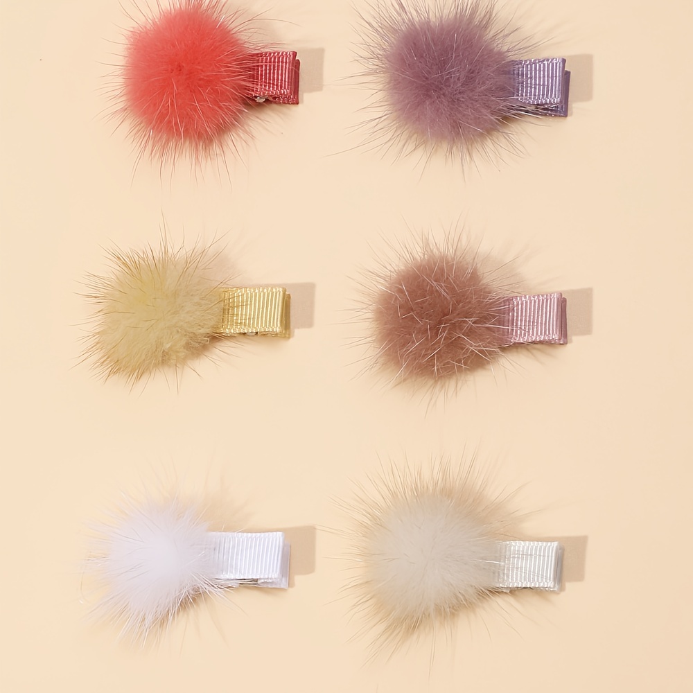Image of A Set Of 6 New -border Baby Hair Additions Featuring Cute Pom-poms And Clips That Won't Damage Hair, Perfect For Bangs