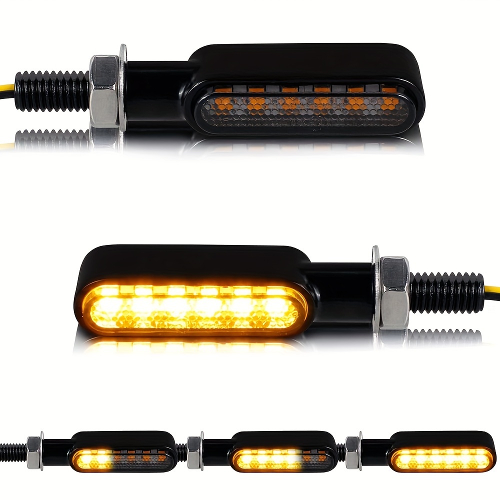Luces intermitentes para motocicleta, luces intermitentes que fluyen 14 LED  12 V motocicleta LED parpadeante ámbar lámpara mini tallo flecha luces