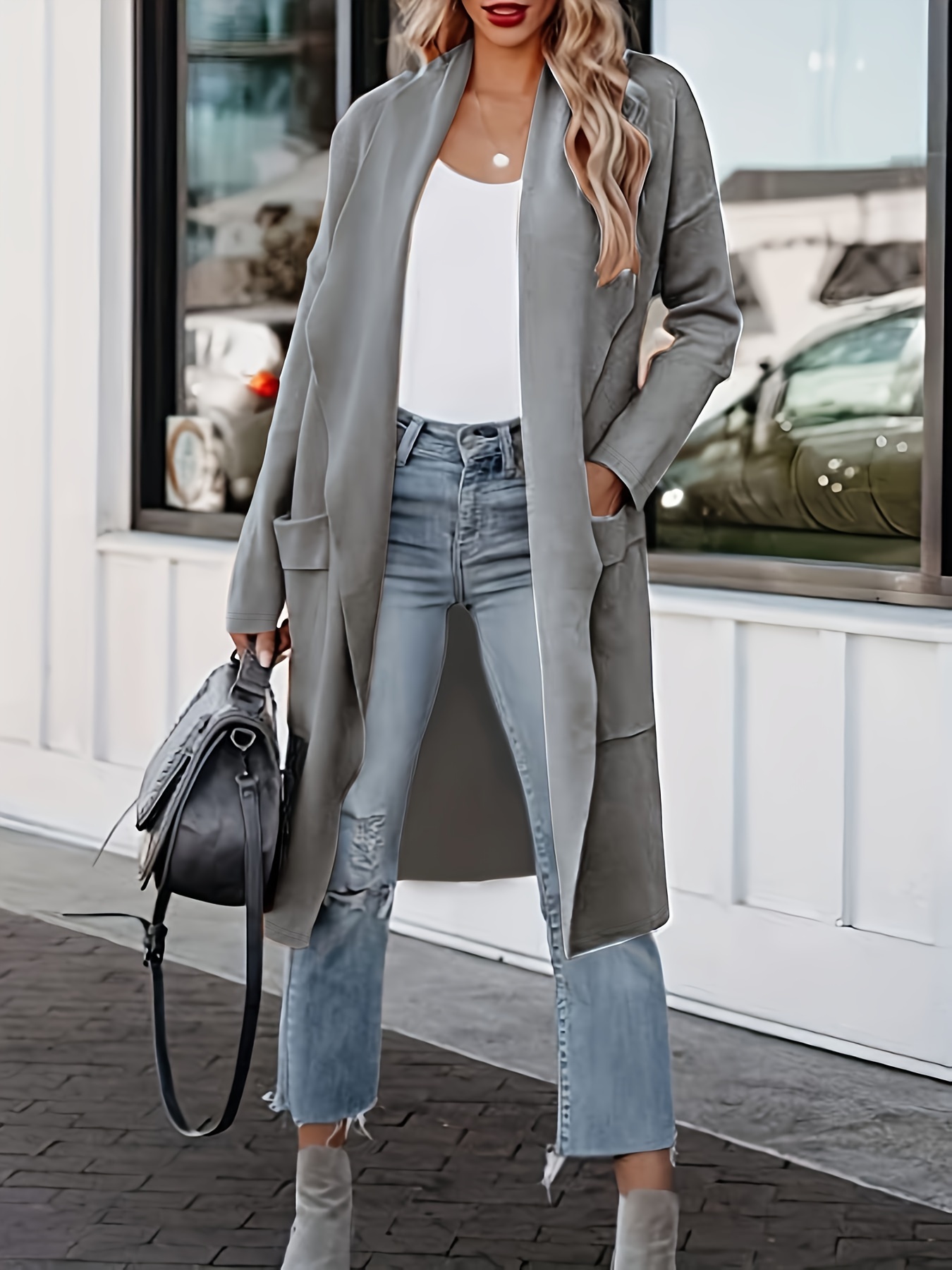 Long grey hot sale duster coat