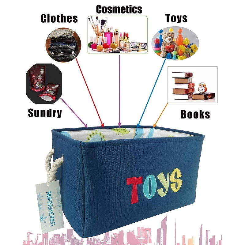 1pc Black/white Cartoon Plush Embroidery Storage Box As Toys Clothing  Organizer For Kids Bedroom