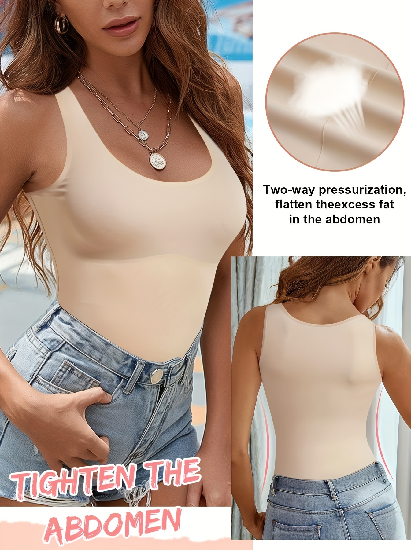 COMFREE Shapewear Tank Tops with Bulilt in Bra for Women Tummy Control Vest  Seamless Body Shaper 