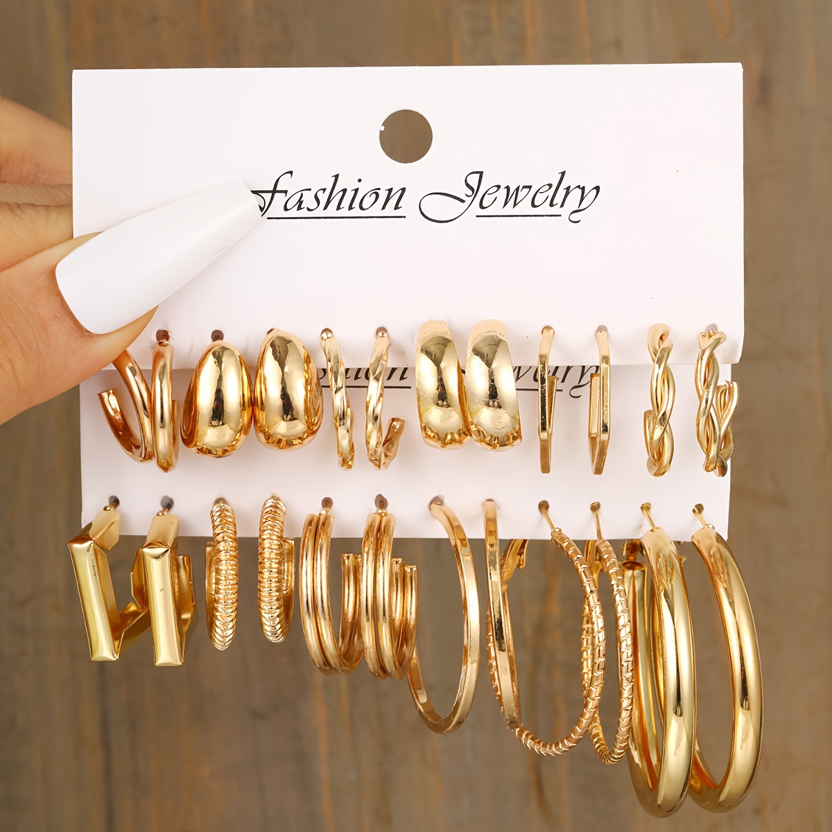 

12 Pairs Set Of Delicate Hoop Earrings Zinc Alloy Jewelry Simple Elegant Style Big Set Gift For Women Daily Party Earrings