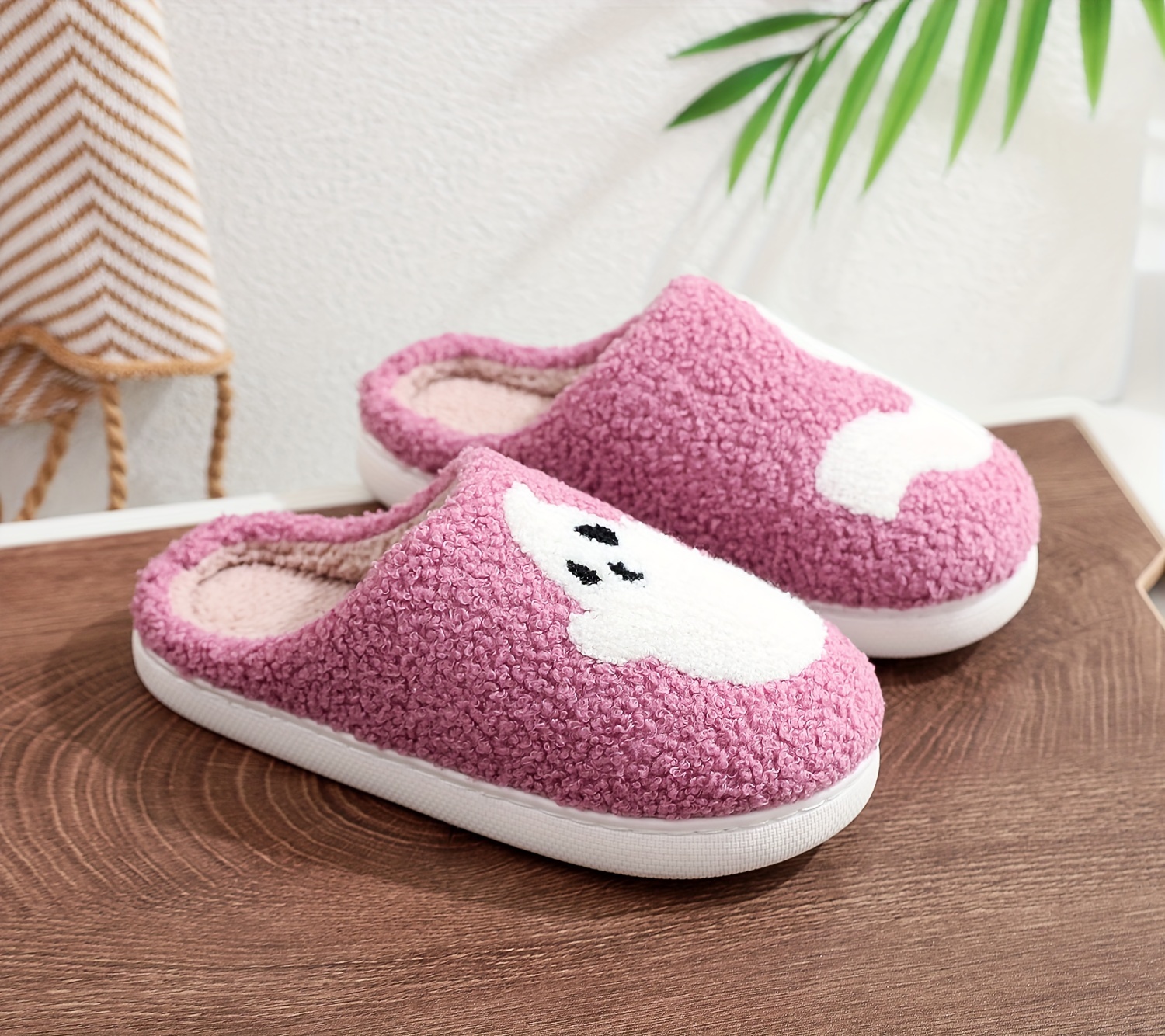 halloween skull ghost pattern plush slippers closed toe soft details 13