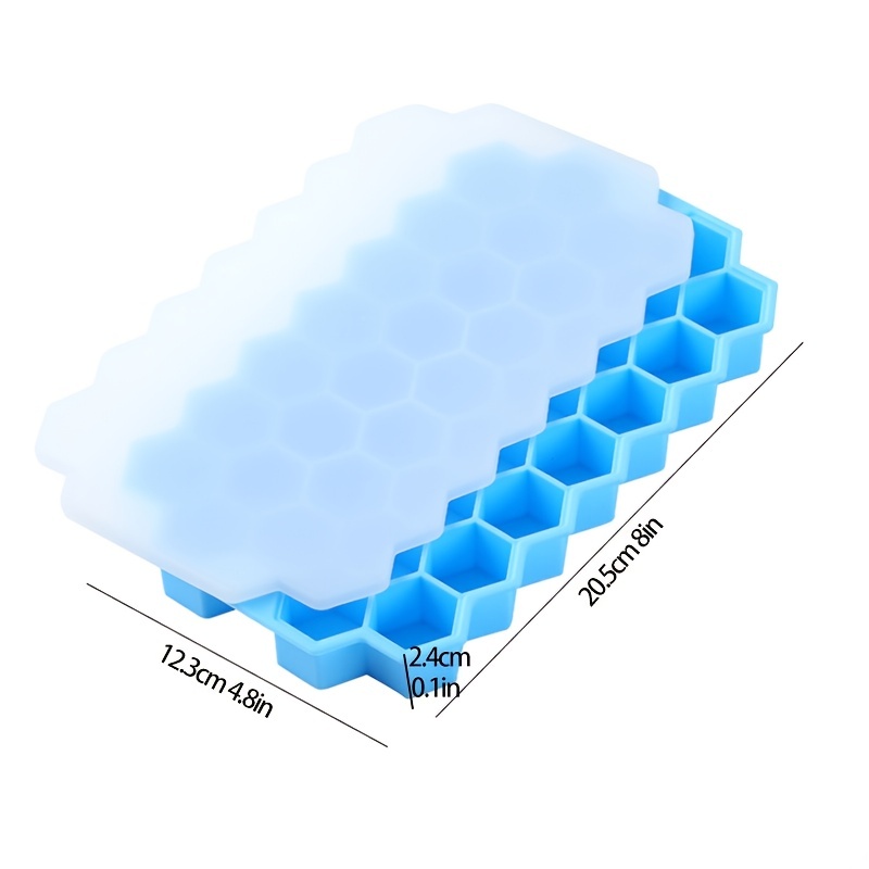 1pc Silicone Honeycomb Ice Cube Tray With Lid, 37 Grids Thickened