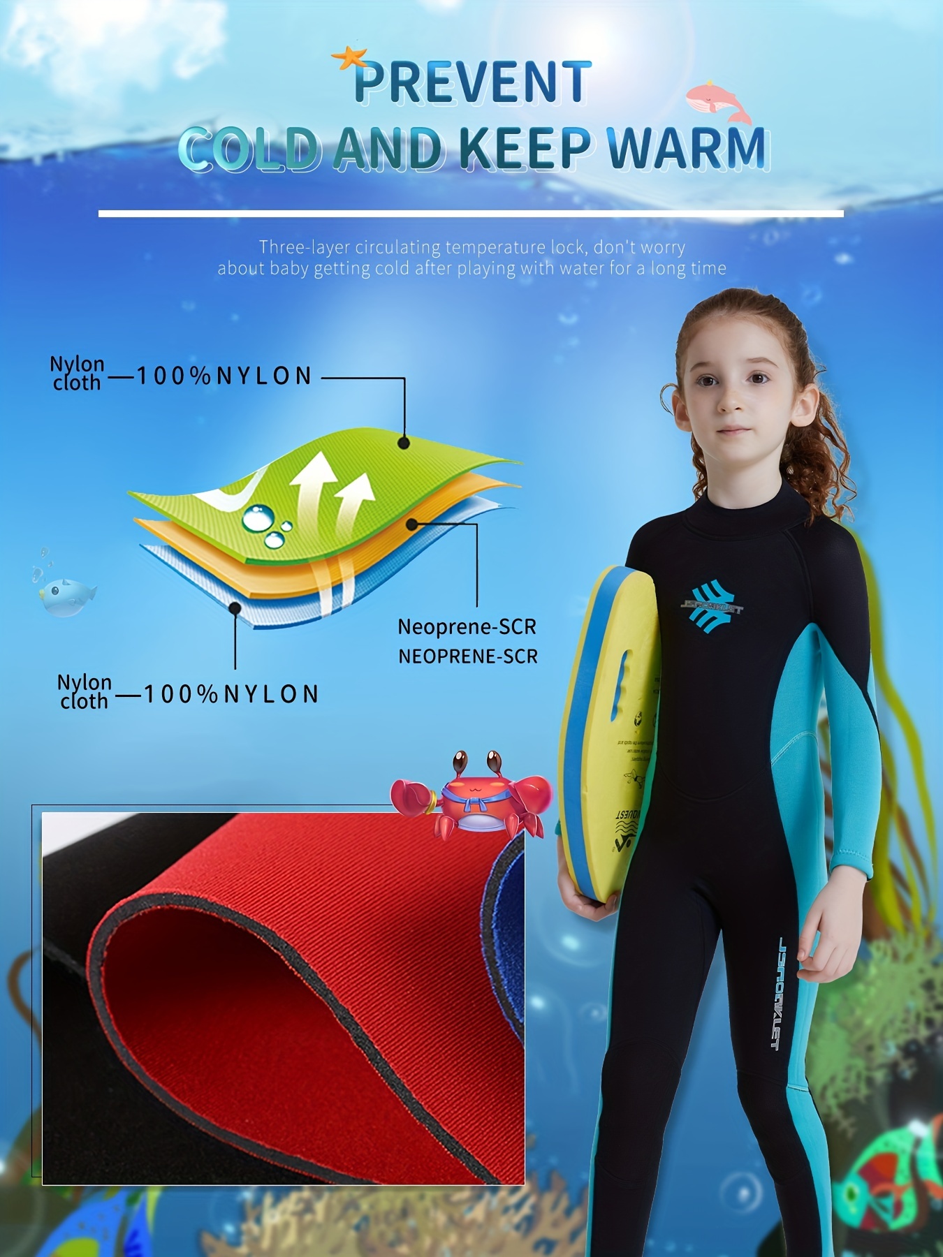 Kids 3mm Neoprene Diving Suit Thermal Wetsuit