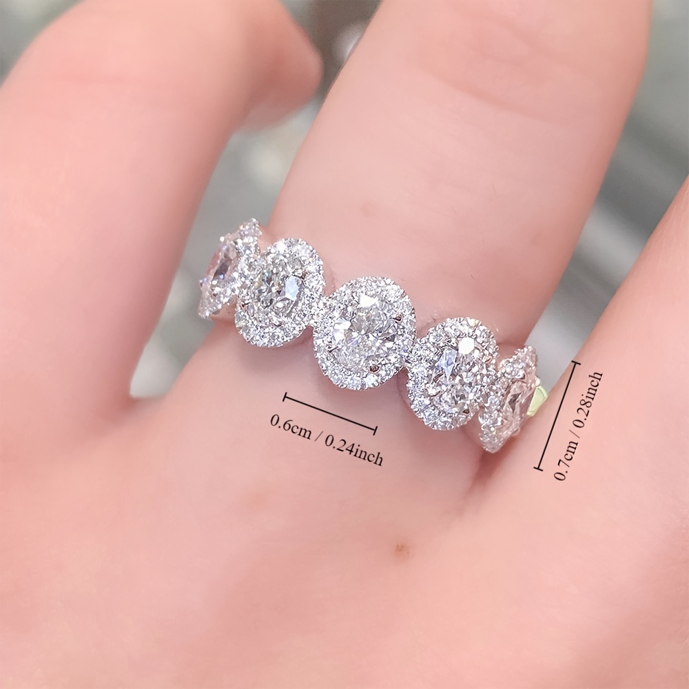 Luxury Shiny Promise Ring Inlaid Shiny Zircon Women Bridal - Temu Canada