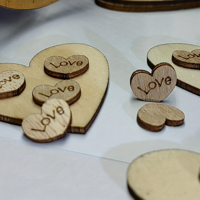 100 corazones pequeños de madera para manualidades, etiquetas de madera de  3 pulgadas para manualidades, adornos de madera en forma de corazón