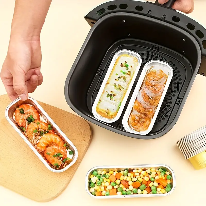 Air Fryer Special Tin Paper Home Oven Tin Paper Box Food Barbecue Baking  Baking Aluminum Foil Plate Rectangular Tin Paper Plate - Temu