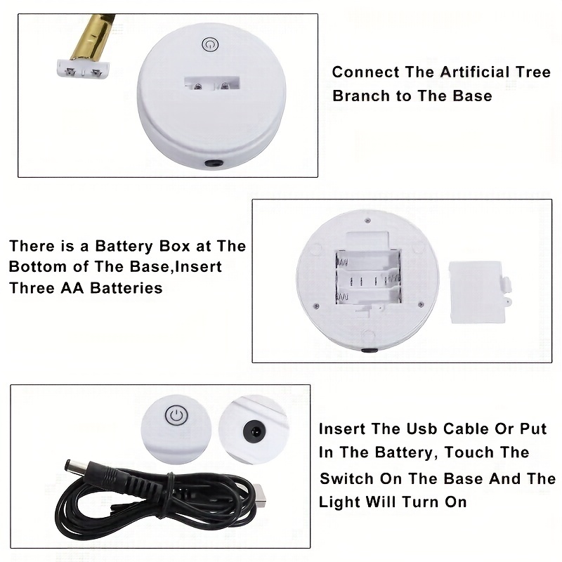 1 Pieza Luz Rama Árbol Bonsái Mesa Luces Cadena Alambre 72 - Temu