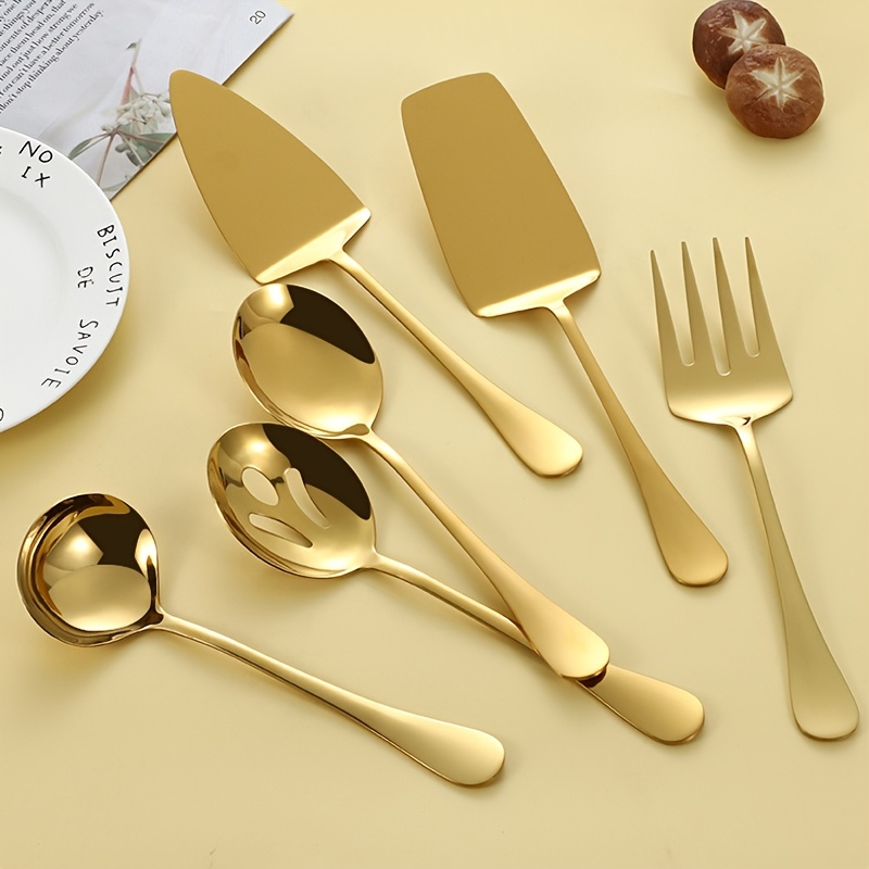 STYLED SETTINGS White Silicone and Gold Kitchen Utensils Set for Modern  Cooking and Serving, Stainless Steel Gold Cooking Utensils and Gold Serving