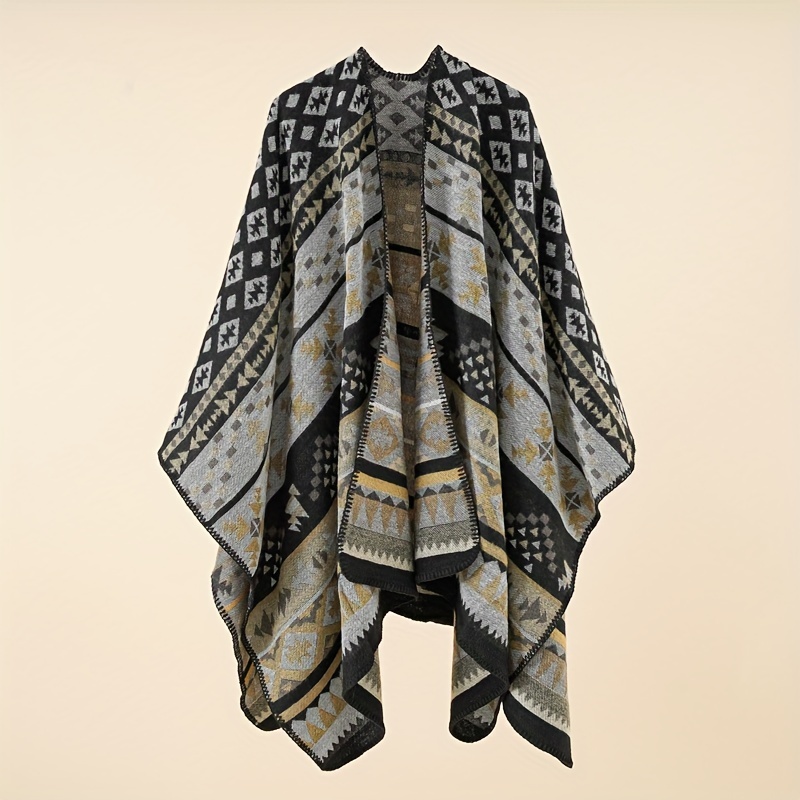 Warm Sunscreen Shawl Casual Open Front Poncho Cape Large Inelastic Cardigan