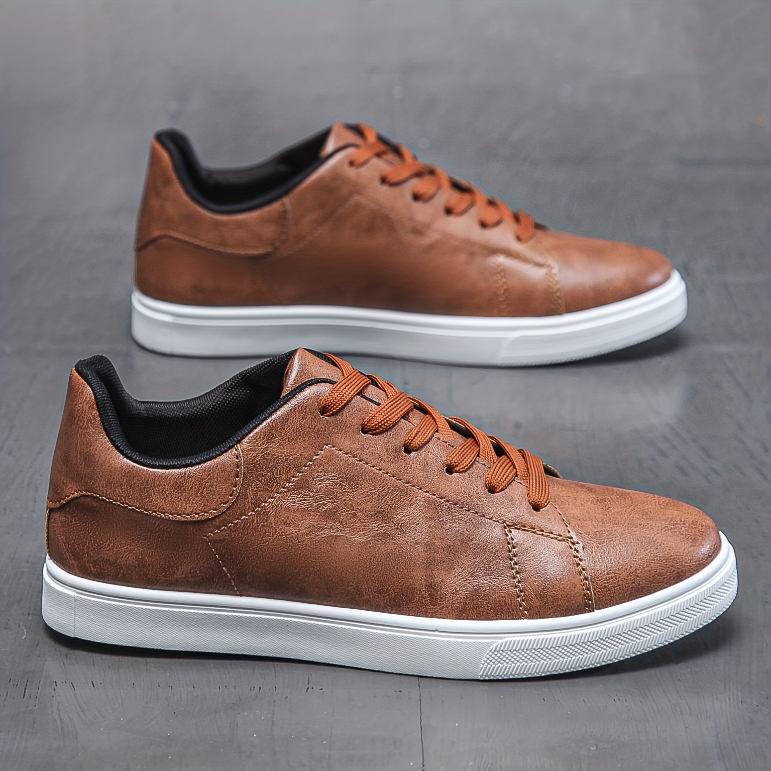 Mens PU Lace Up Sneakers
