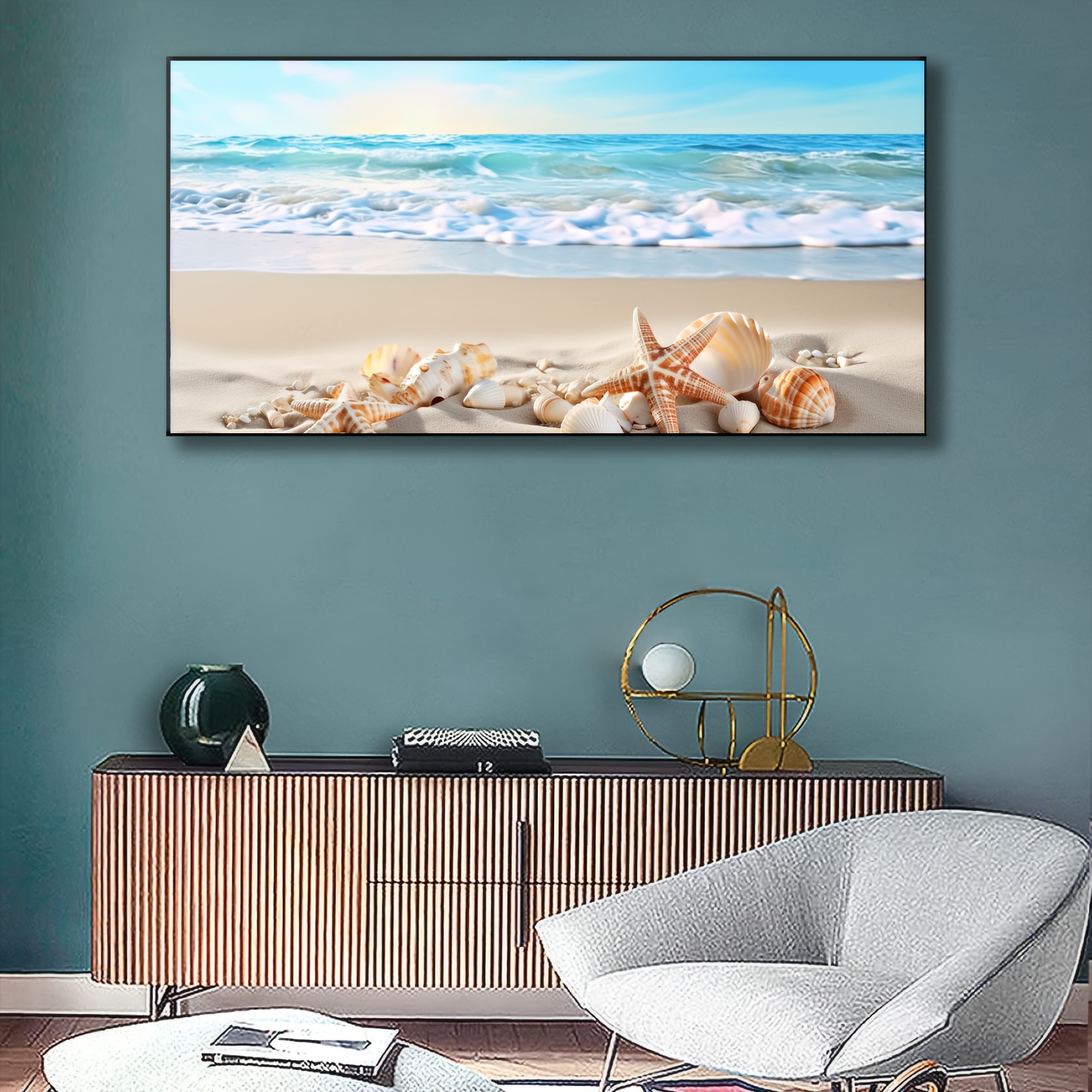 1pc Poster in tela d'arte, decorazione immagine spiaggia dipinto