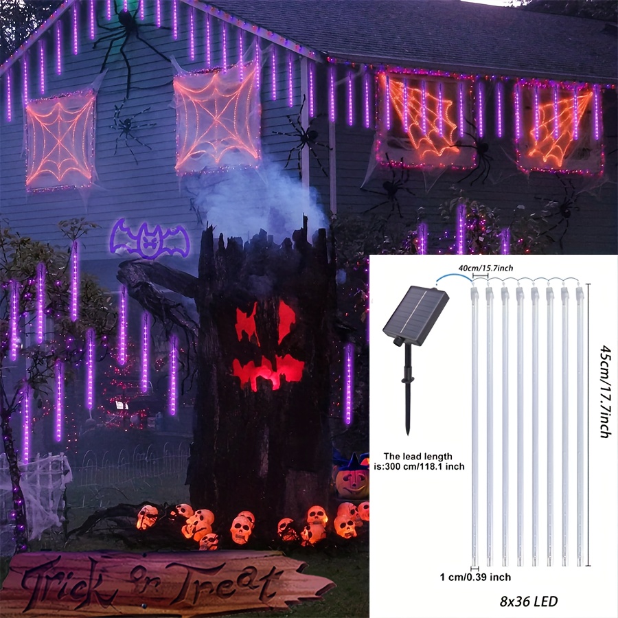 Purple Halloween Solar Meteor Shower Lamp Outdoor Waterproof - Temu