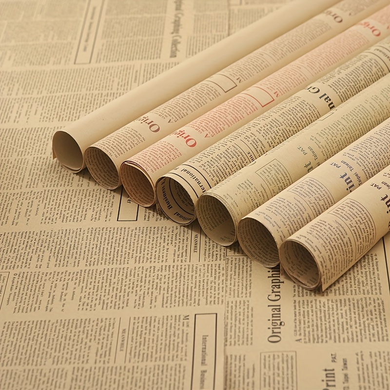 50x70cm Vintage English Newspaper Kraft Paper Wraps Flower Packing