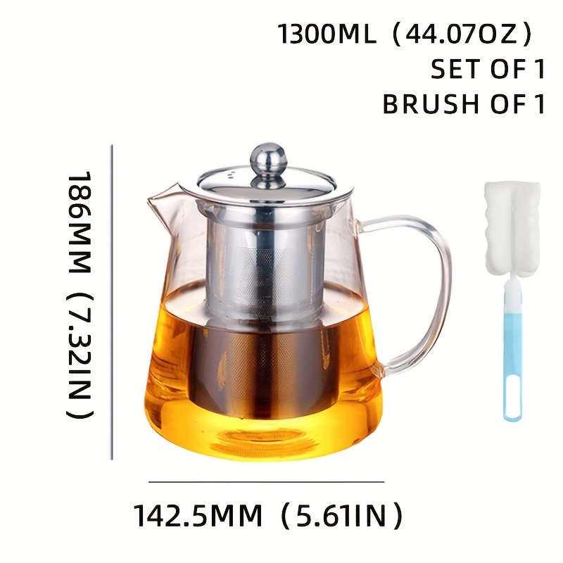 Glass Teapot, Clear Tea Kettle With Removable Stainless Steel Infuser, Tea  Maker For Camping, Travel For Restaurants - Temu