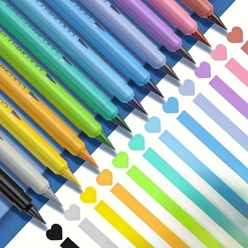 Qiilu Crayon de couleur enfant 12 couleurs en bois enfants peinture dessin  crayon école maison Graffiti crayon de couleur(Space