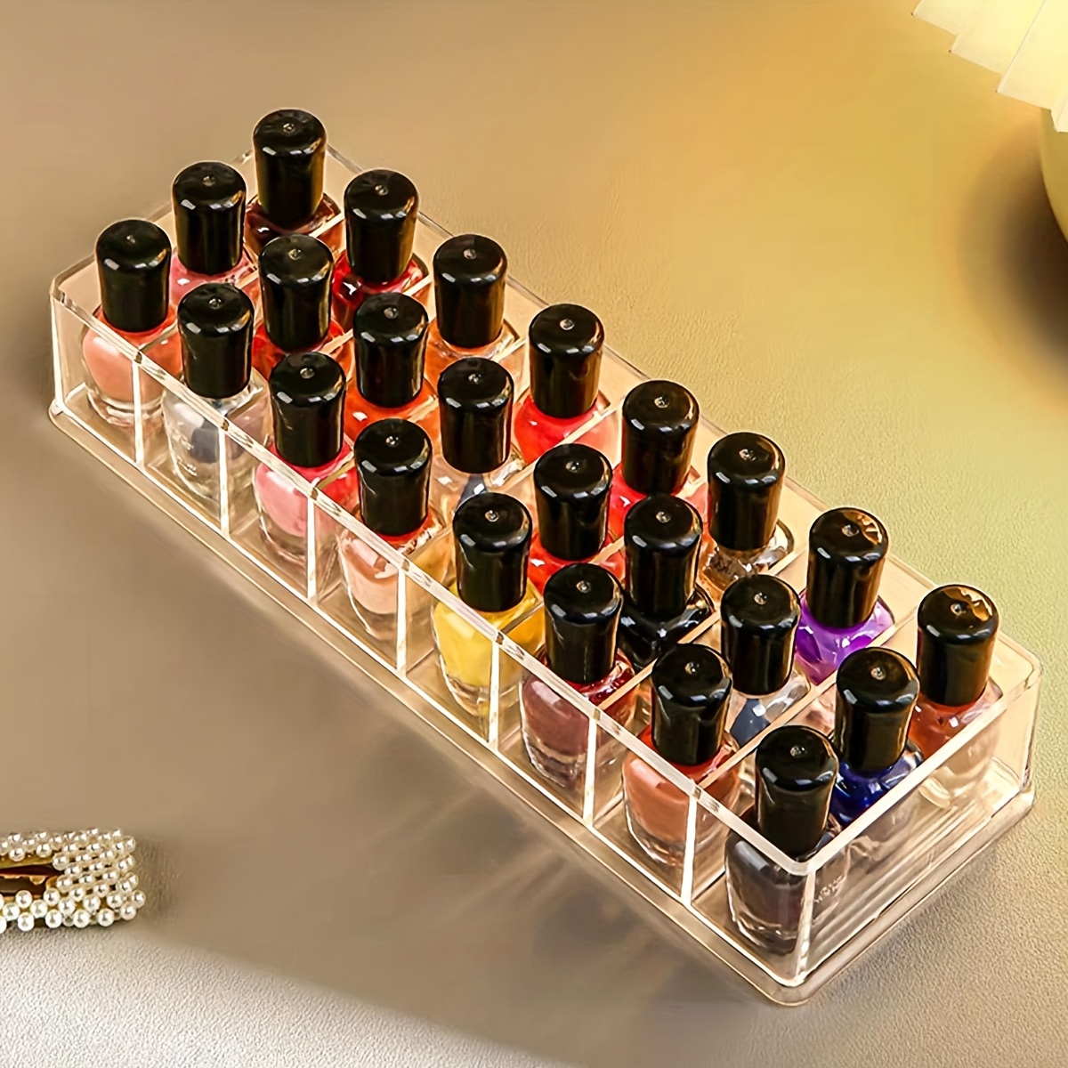 Organizador de esmaltes de uñas de plástico acrílico transparente de 5  niveles, soporte para lápiz labial, soporte de exhibición de aceites  esenciales, estante de almacenamiento de botellas cuentagotas para  cosméticos, tienda, exhibición
