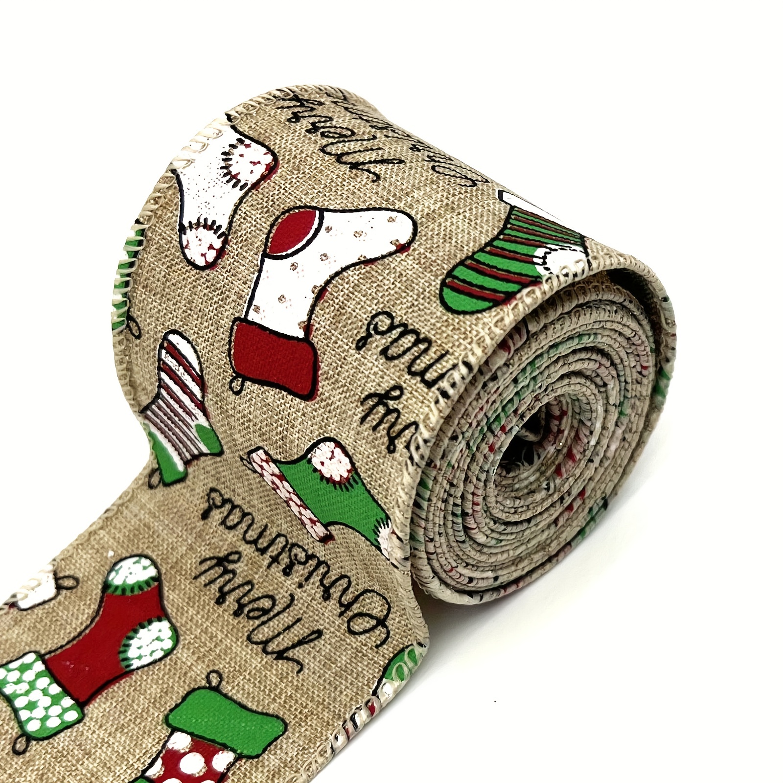 5 Yards Christmas Ribbon Wired Ribbons, Burlap Christmas Ribbon For Wreaths  Bows Diy Crafts Wired Christmas Gift Ribbon For Christmas Home Decor Gift  Wrapping, Ribbons For Bouquets, Flower Wrapping Paper, Craft Supplies