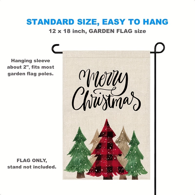 1pc merry christmas garden flag pine tree 12x18 double sided xmas winter yard flag outside outdoor details 2
