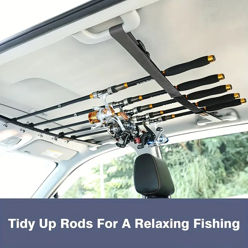 2pcs Vehicle Fishing Rod Holder Car Roof Fishing Pole Rack Strap Fishing  Pole Storage Strap For Car, SUV And Van, 5 Rod Capacity