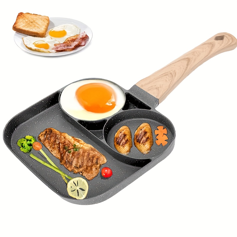 4 hole Omelet Pan With Lid Non Stick Egg Burger Cooking Pan - Temu