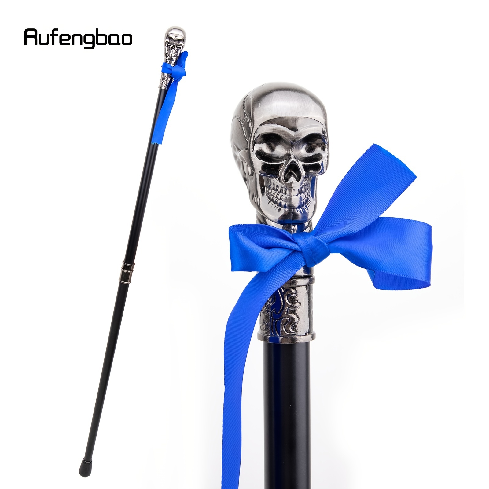 1pc Skull Head With Bow Tie Walking Cane Fashion Decorative Walking Stick  Gentleman Luxury Crosier Knob Walking Stick 93cm/36.61