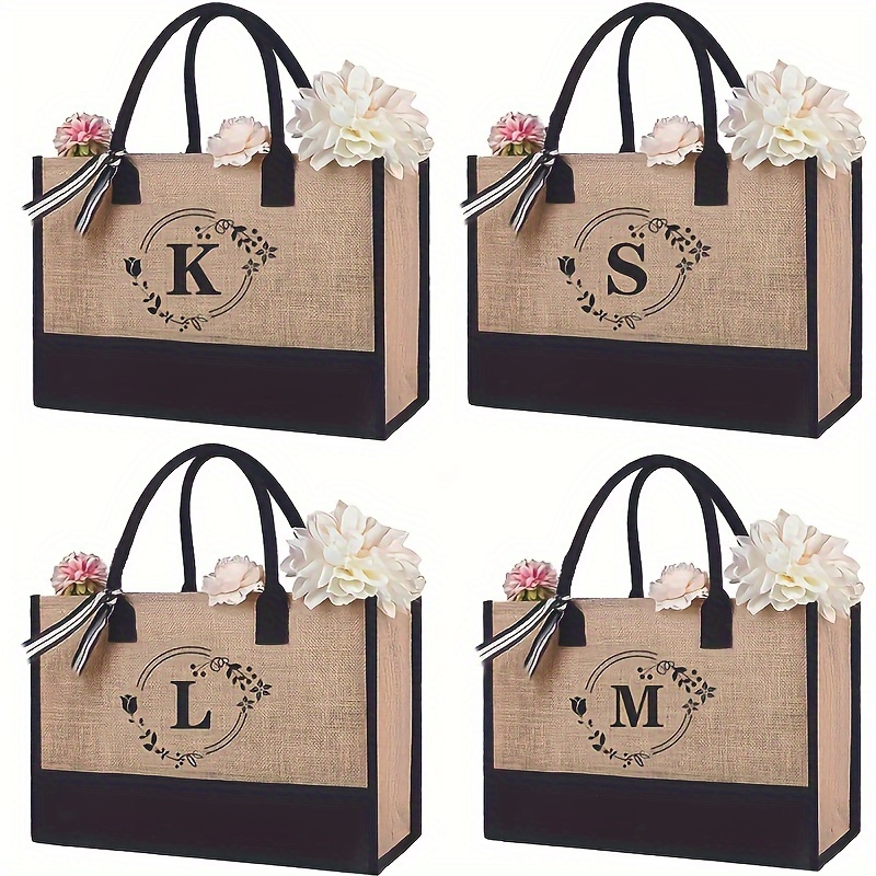 Personalized Tote Bag, Bridesmaid Totes Bag,Name Shoulder Tote Bag, Canvas  Bag, Custom Bear Bag Birthday Gift Wedding Tote Bags