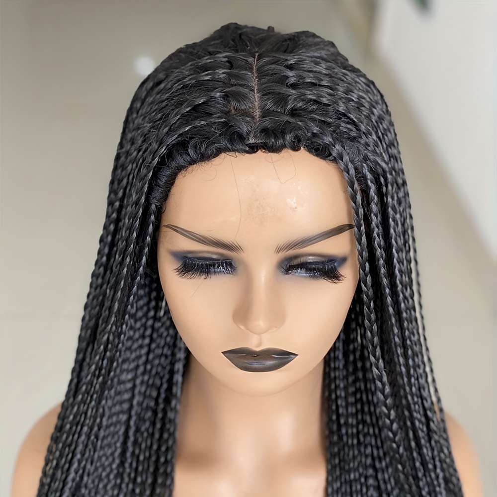 Ready to ship micro braids, side part style, braided wigs for black women -  Wigs brown, , braided, short, synthetic hair