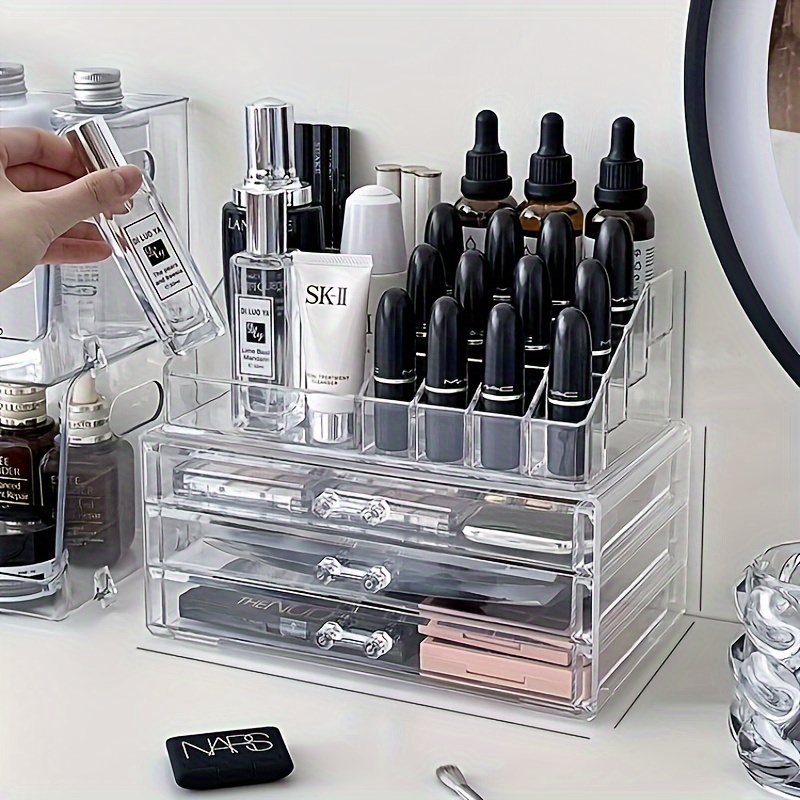  24 ranuras lápiz labial organizador soporte de exhibición  cosmético maquillaje escritorio organizador labial brillo uñas lápiz labial  cepillo titular (negro) : Belleza y Cuidado Personal