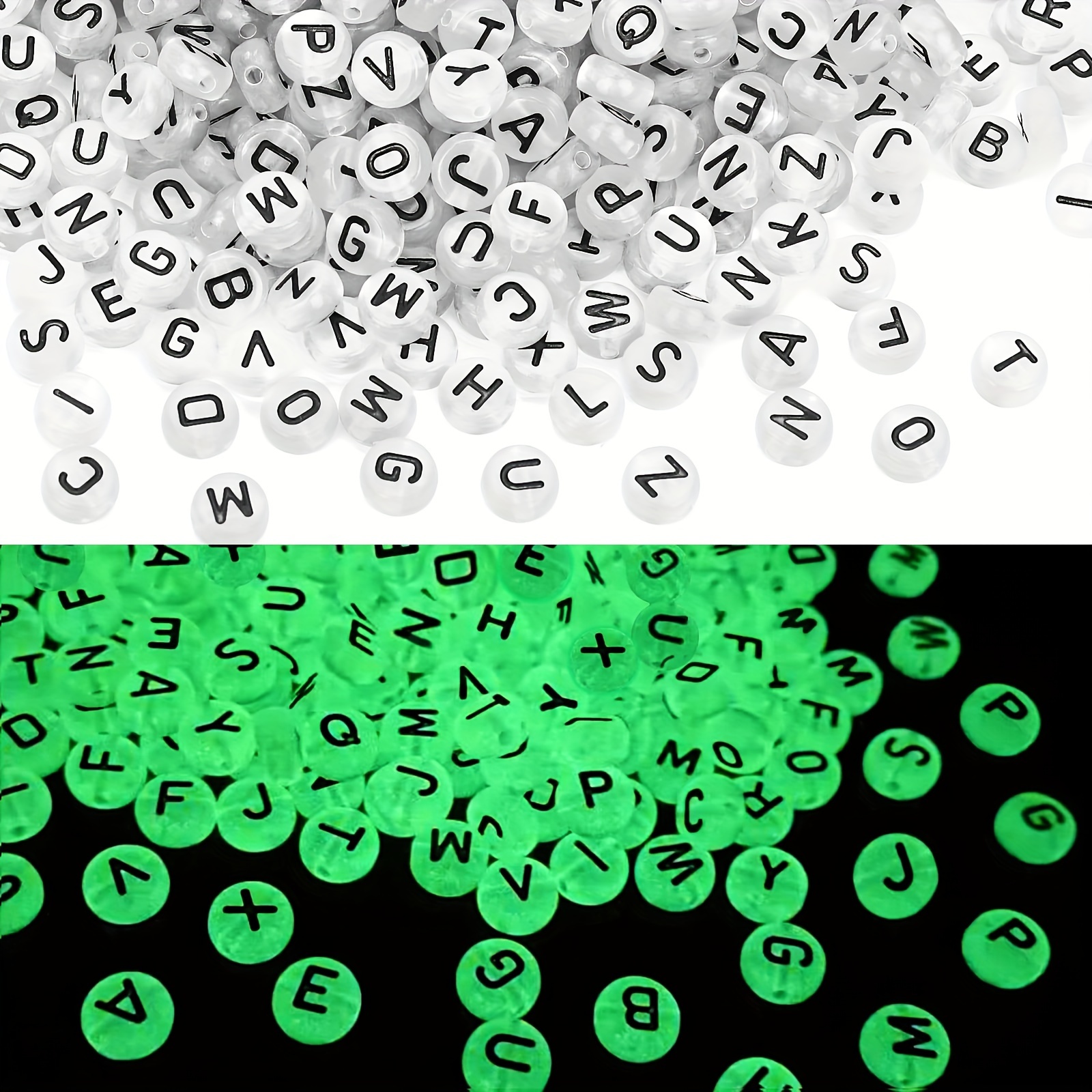 Letter Beads Uv Luminous Square Acrylic Glow In The Dark - Temu