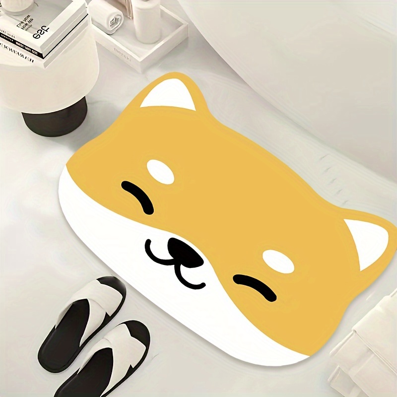 Smiling and Fluffy Corgi Bathroom Rug