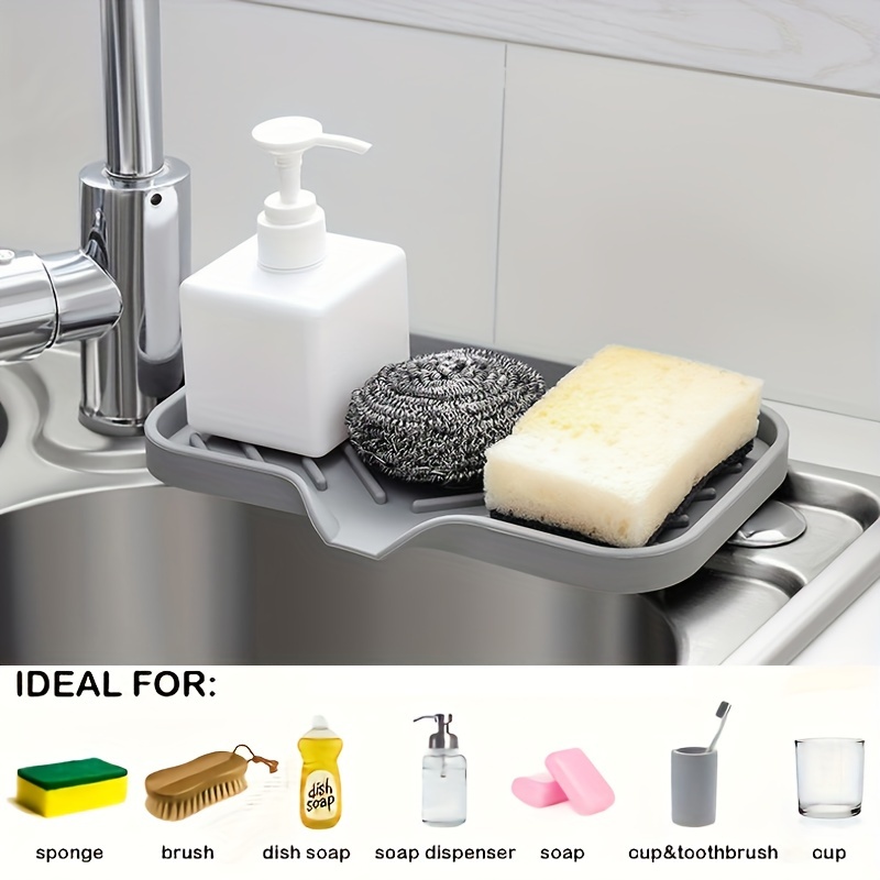 Silicone Kitchen Sink Tray Soap Dish Holder With Drain Tip - Temu