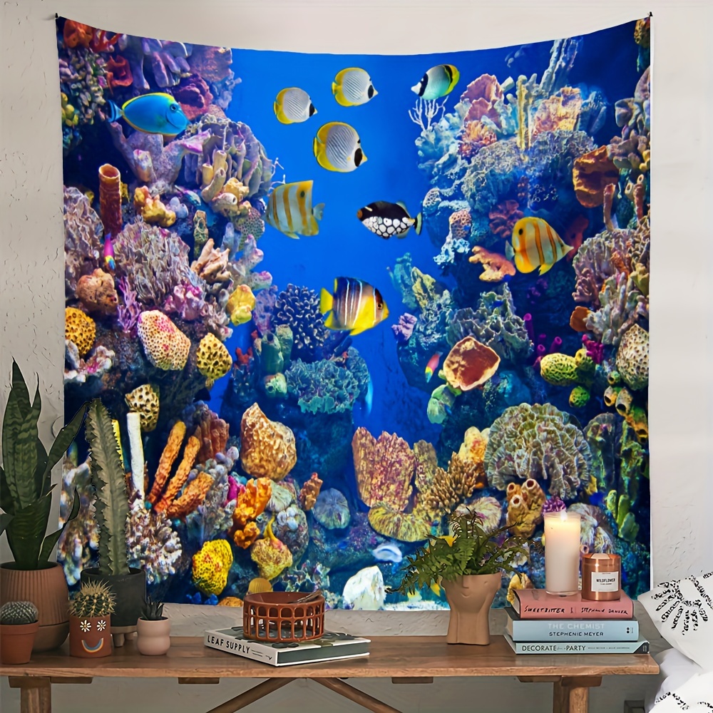 Escuela de peces tropicales, colorida alfombra para puerta de casa