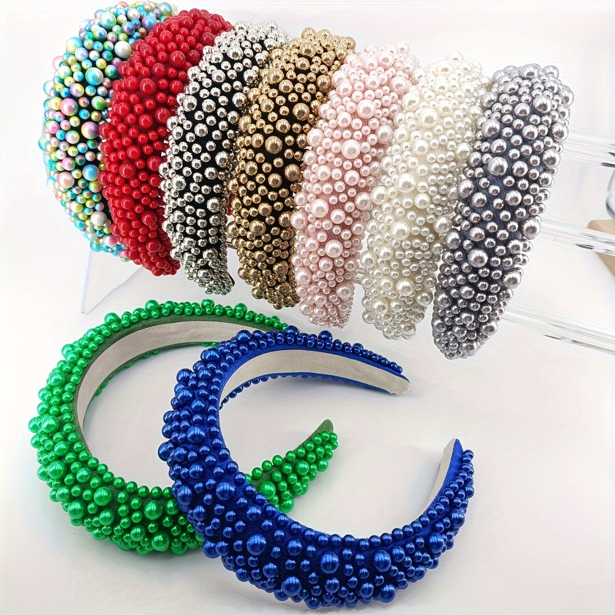 Colorful Beads Hairbands Women Wide Hair Band Sweet Hair - Temu