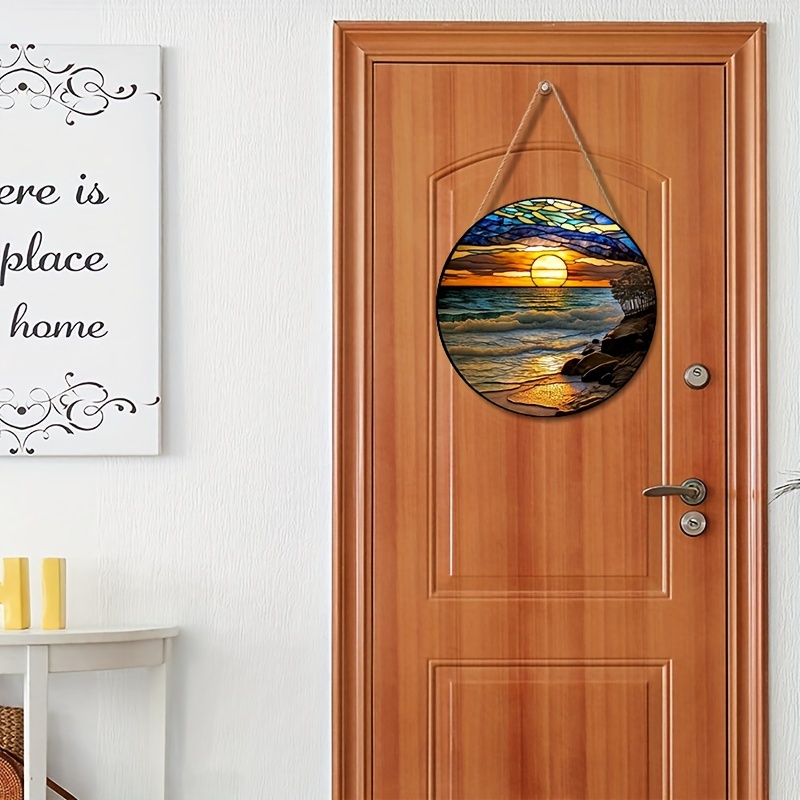 Round Wooden Plaque Wooden Hang Tag Ocean Beach Sign Faux - Temu