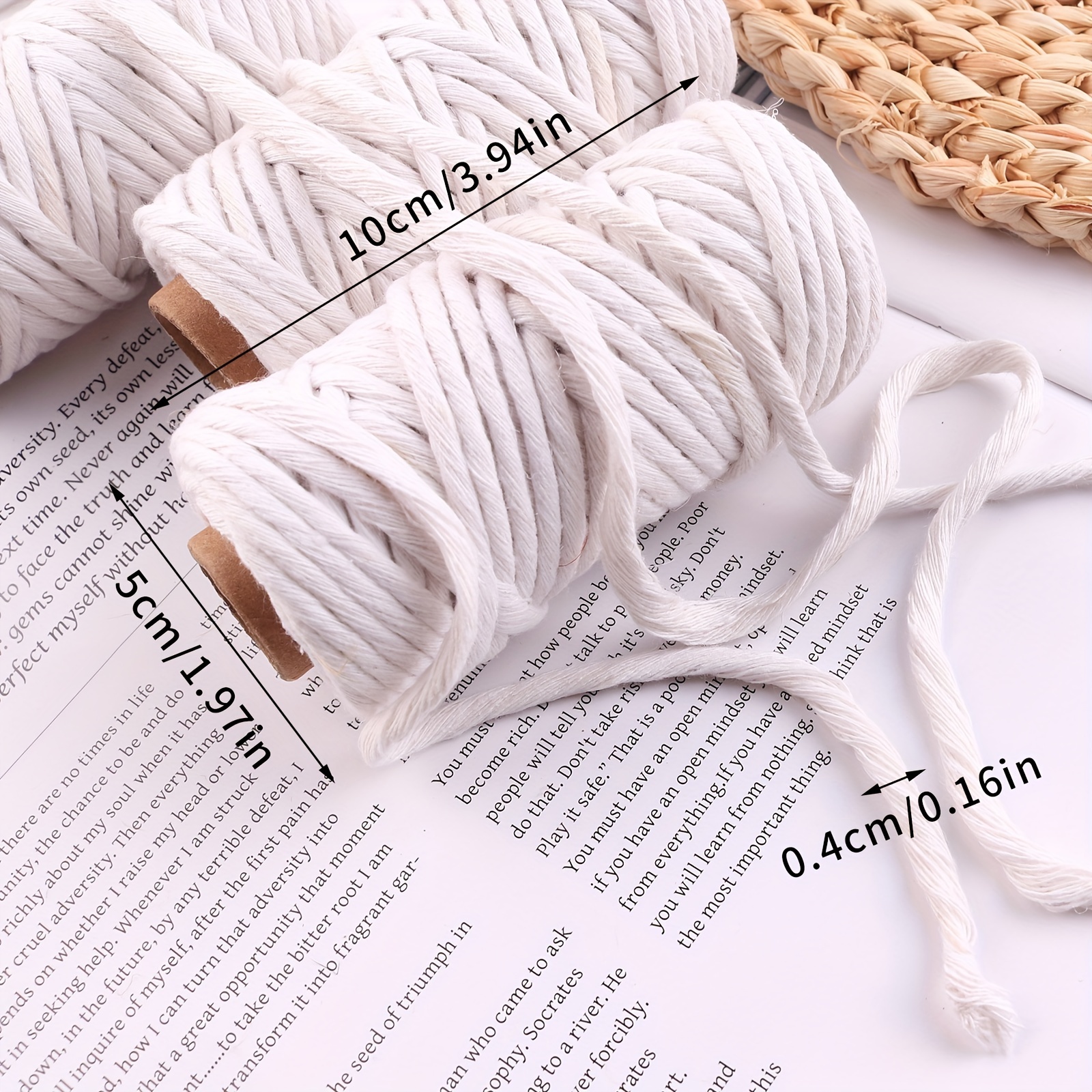 Rope Cotton Thread Rope 0.4cm White Cotton Diy Handmade - Temu