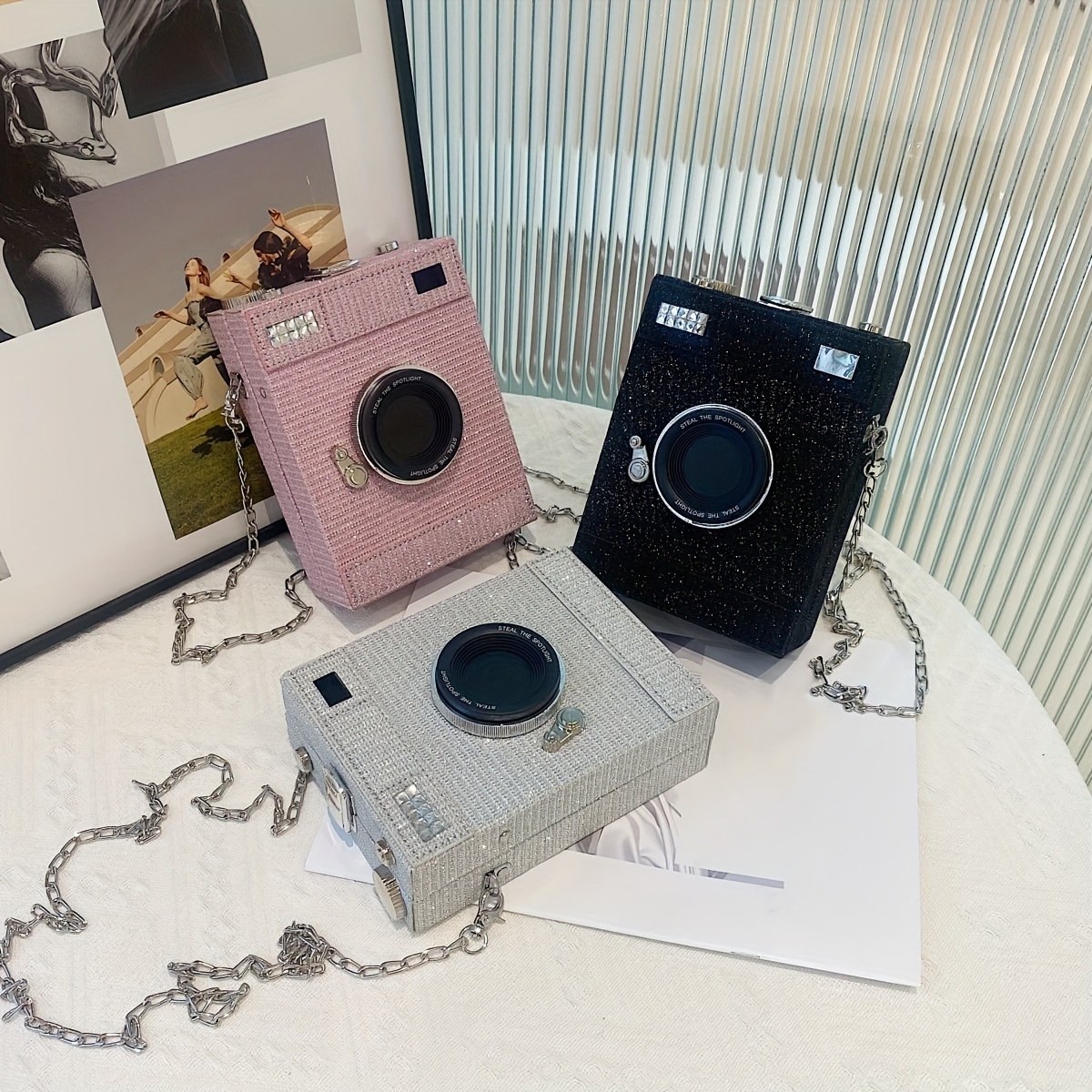 Mini Camera Design Chain Box Bag Pink