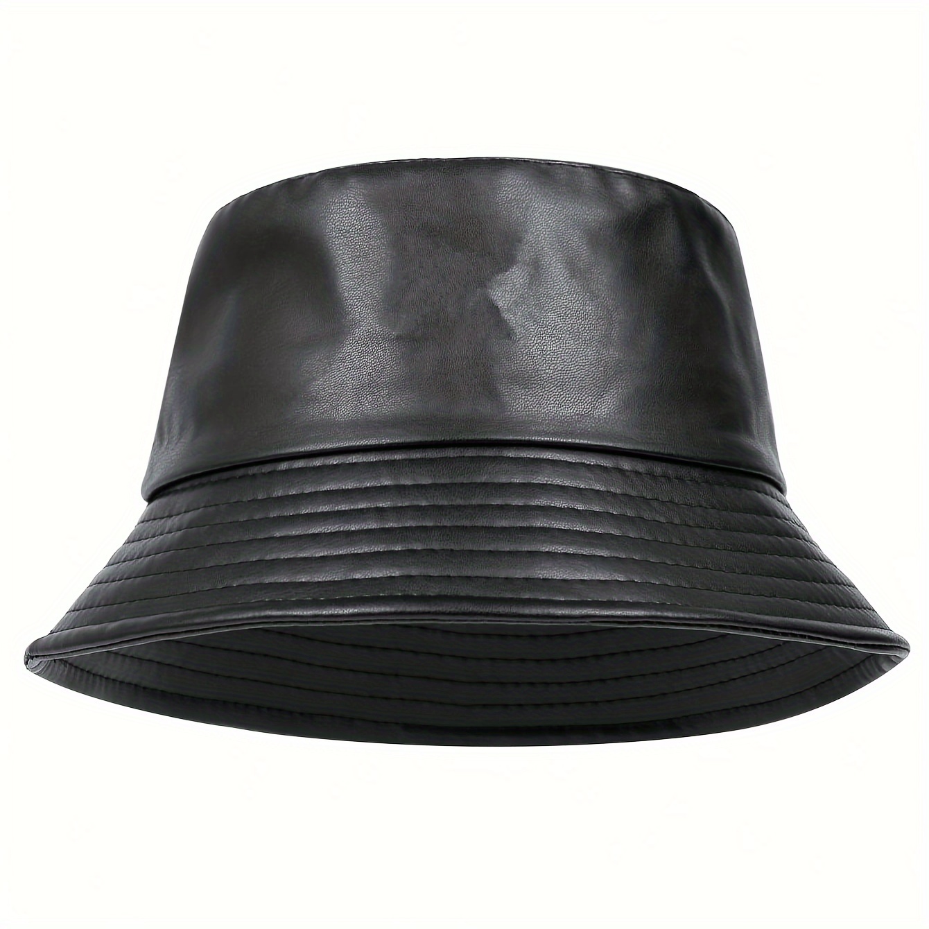 

Solid Color Pu Leather Bucket Hats Trendy Unisex Basin Hats Casual Travel Fisherman Cap For Women Men