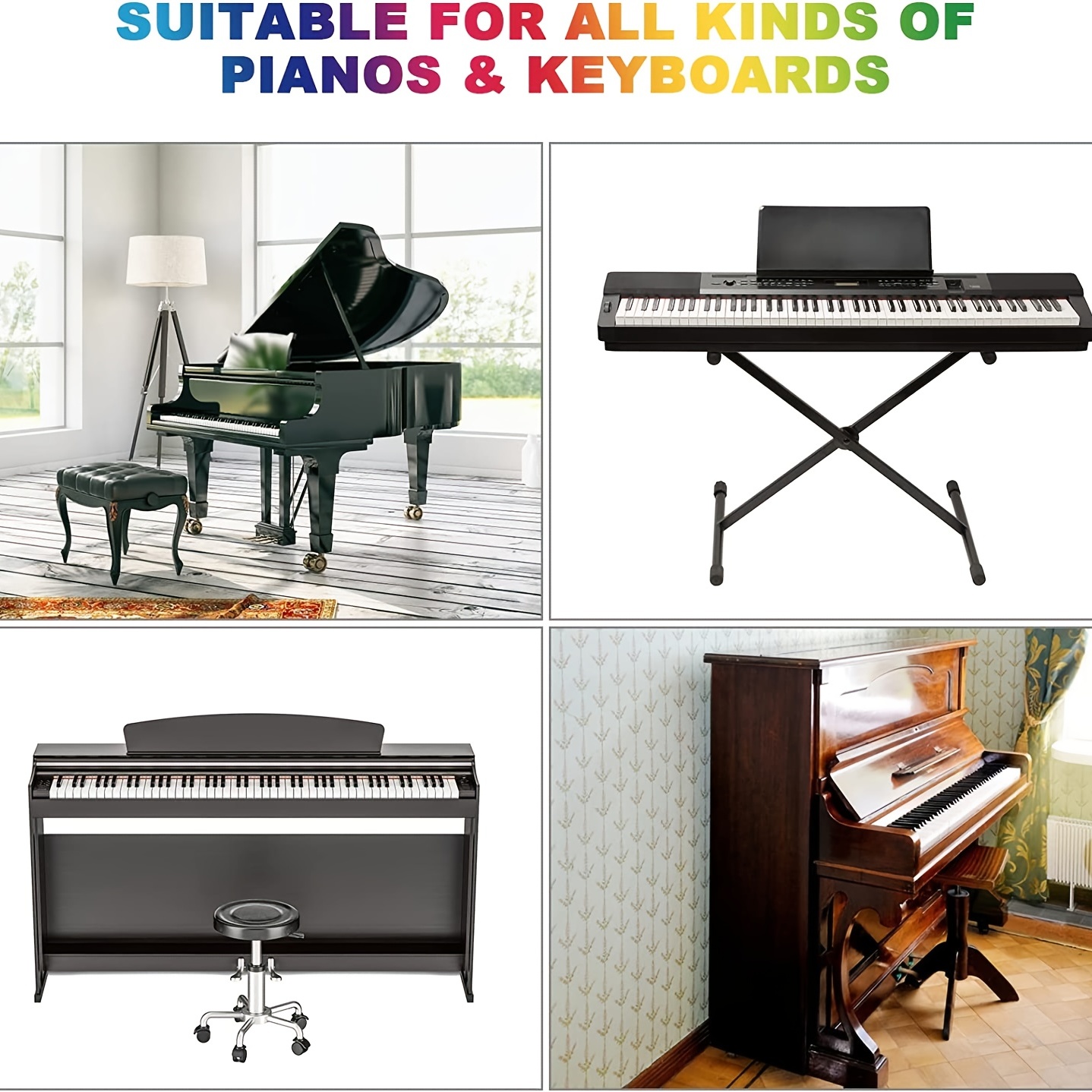 BEATBIT étiquettes de note de clavier de piano amovibles pour  l'apprentissage, en silicone, pas besoin d'autocollants, réutilisables et  livrés avec