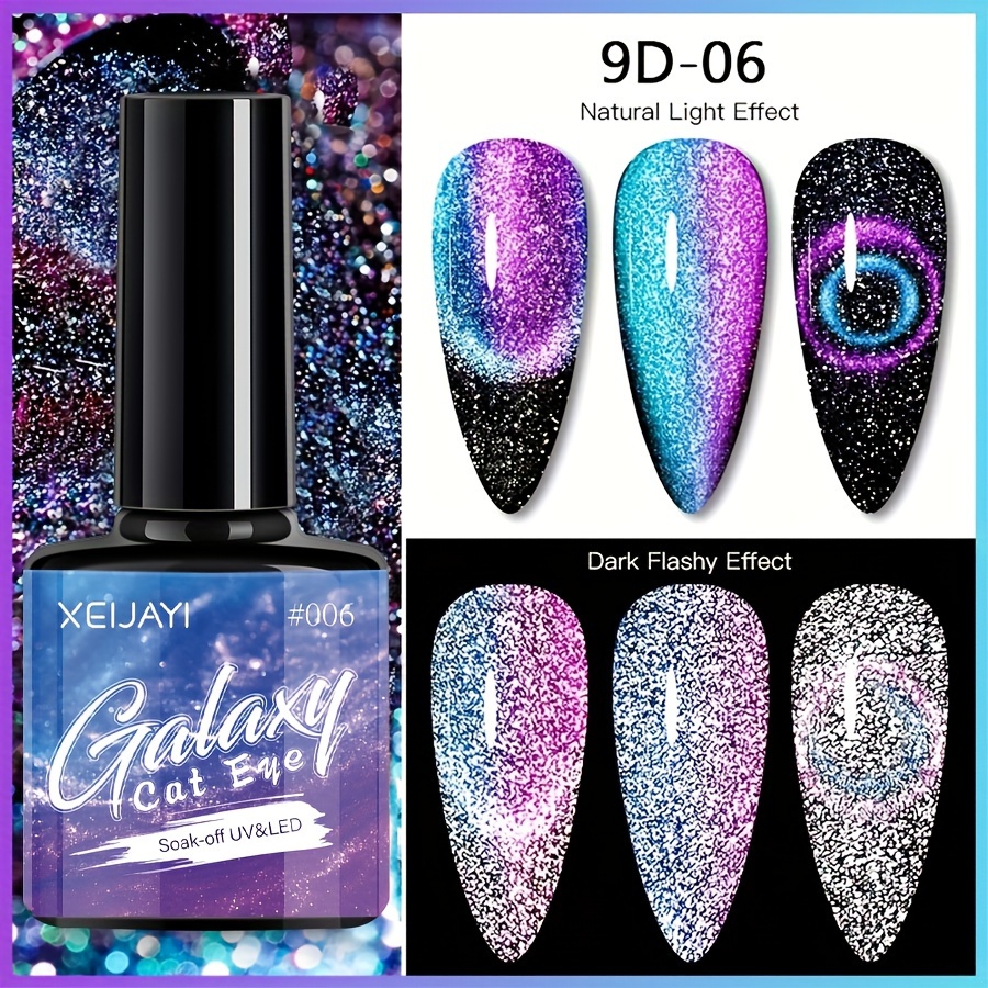 6 Colors 9d Holographic Broken Diamond Cat Magnetic Gel Nail - Temu