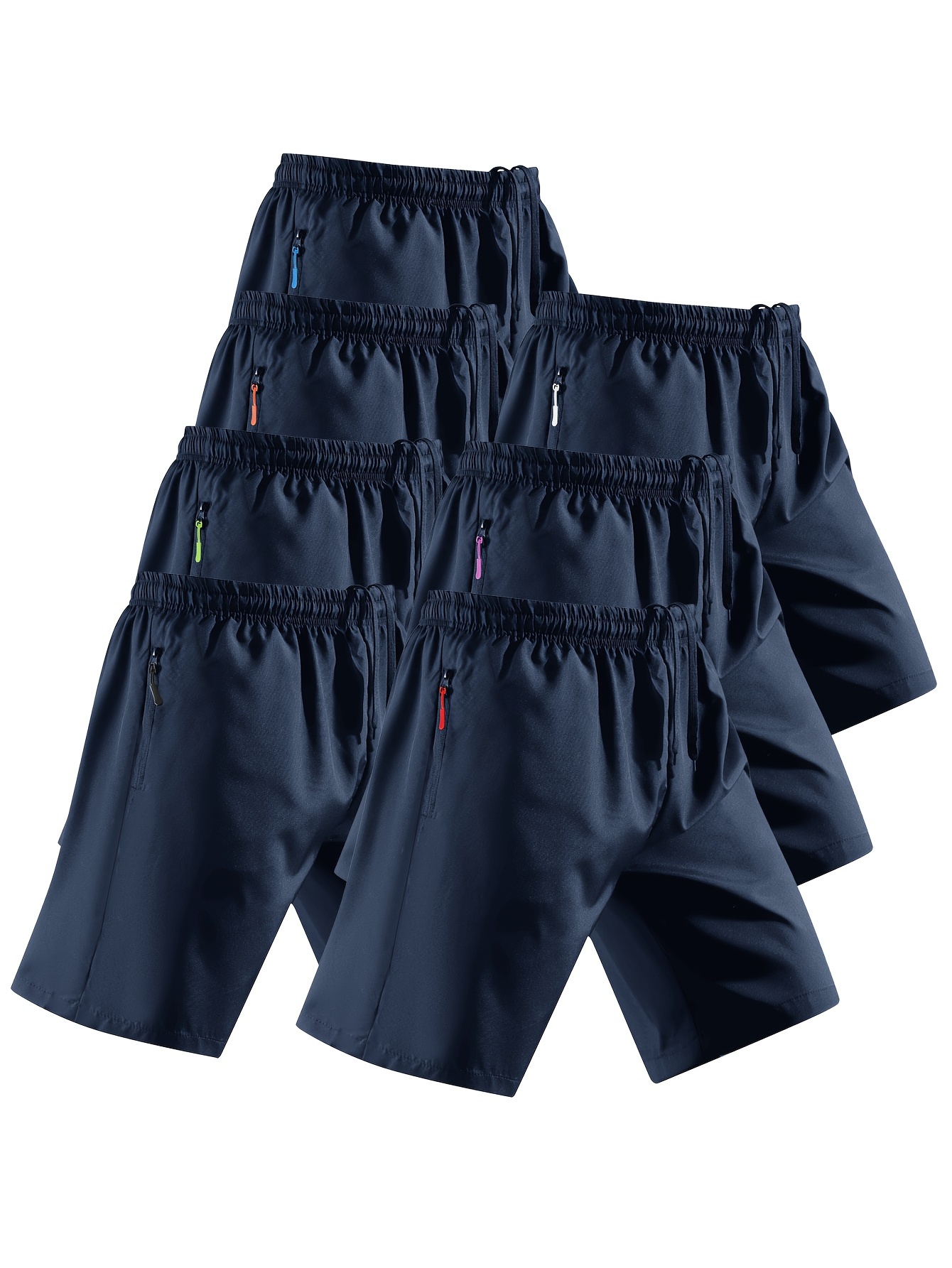 Men's Solid Compression Shorts Zipper Pocket Athletic Quick - Temu