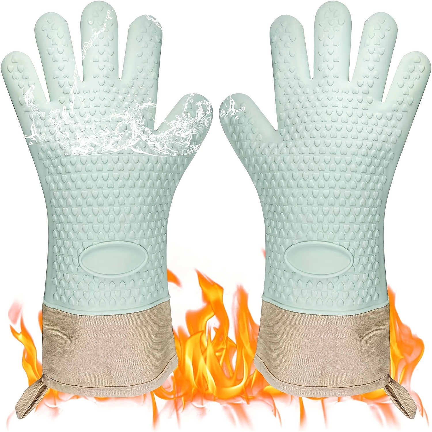 Kitchen Silicone Oven Mitts Grilling Gloves Heat Resistant - Temu