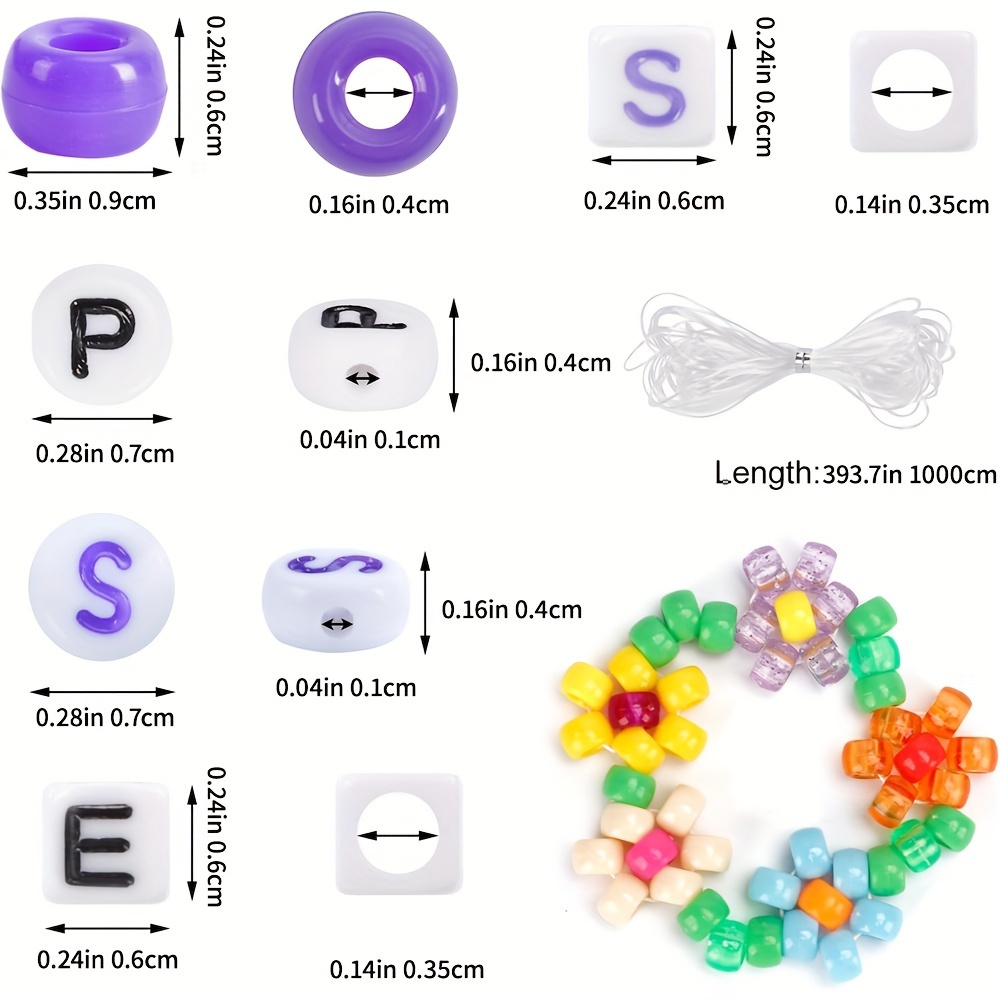 Kandi Beads Rainbow Beads For Bracelets Making Kit Colors Kandi Beads And  Letter Beads Plastic Rainbow