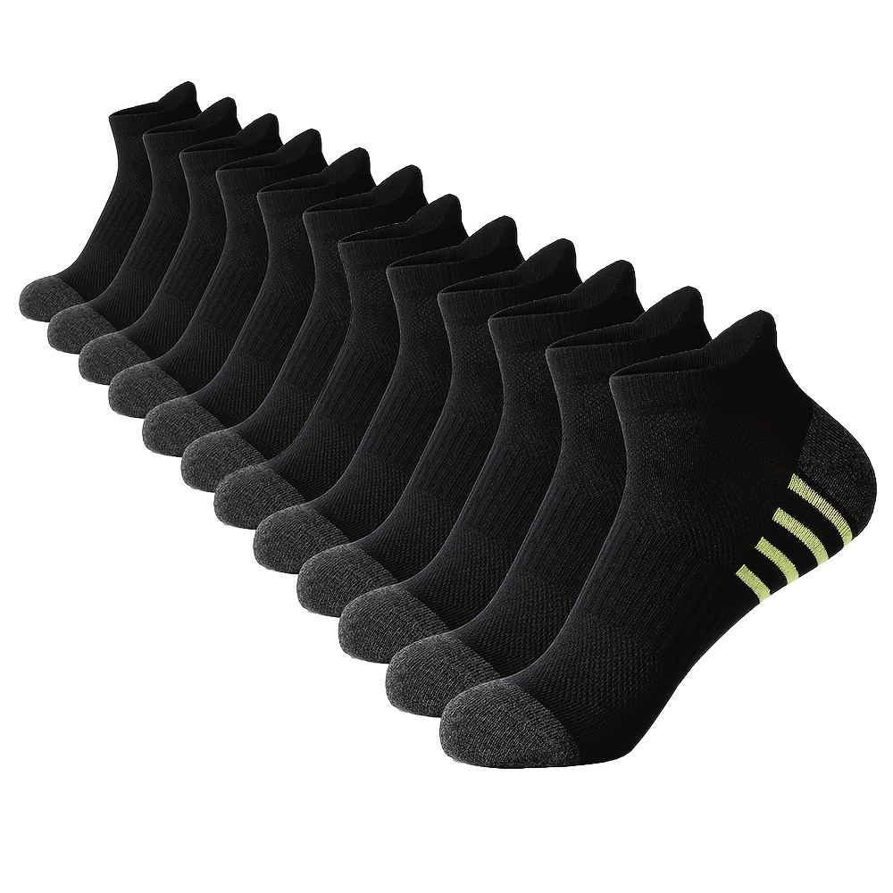 Image of 8 Pairs/12 Pairs Of Casual Men's Business Socks, High-quality Combed Striped Ankle Socks, Breathable Mesh Men's Short Socks