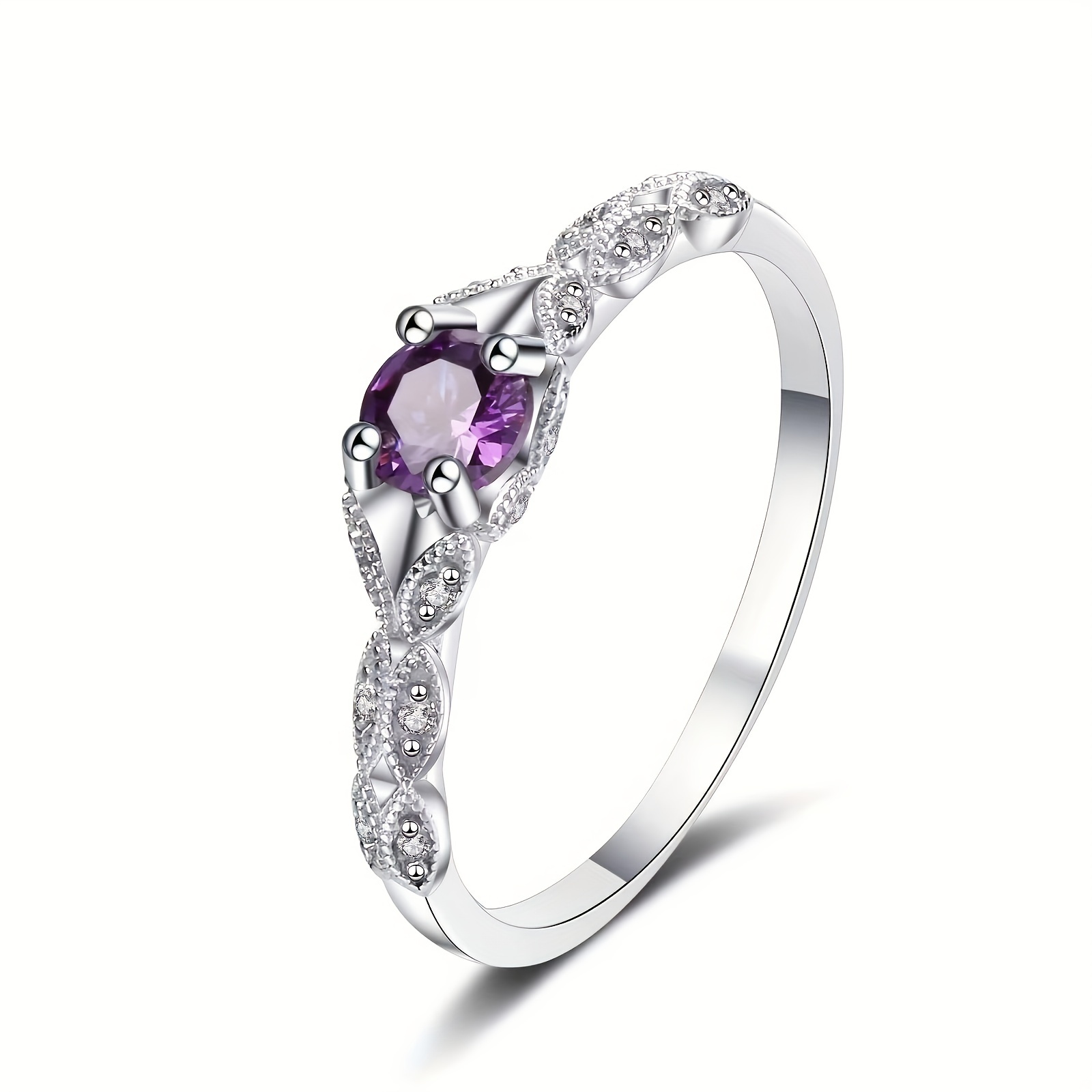 Men's Light Amethyst Couple Ring, Birthday Gift