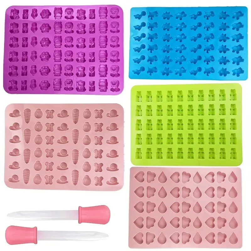 Gummy Bear Molds, Candy Molds, Fondant Chocolate Candy Silicone Mold, Bpa  Free Silicone Molds With Two Droppers, Including Bear, Dinosaur, Animal  Series, Insect World, Cloud Love - Temu
