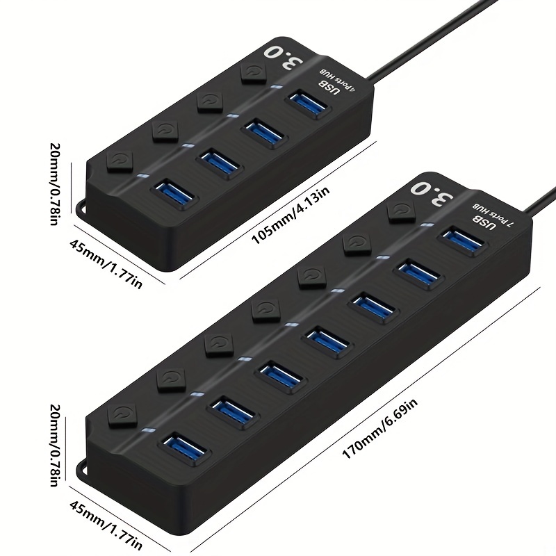 7Ports Concentrateur USB 3.0 Multiprise Câble USB 3.0HUB 7Ports Auto  Alimenté