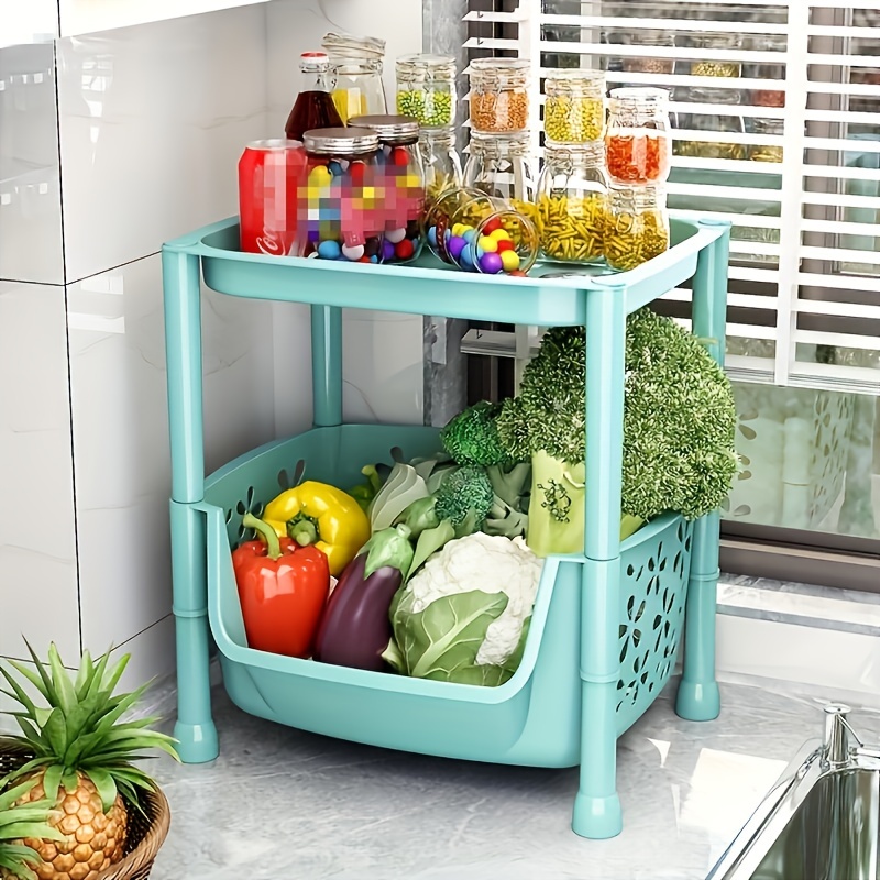 Bathroom Shelves Stackable Storage Basket Plastic Toy Storage Baskets  Kitchen Snack Vegetable Basket